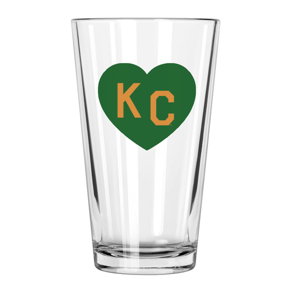 Made in KC x Charlie Hustle KC Heart Pint Glass: Green/Gold