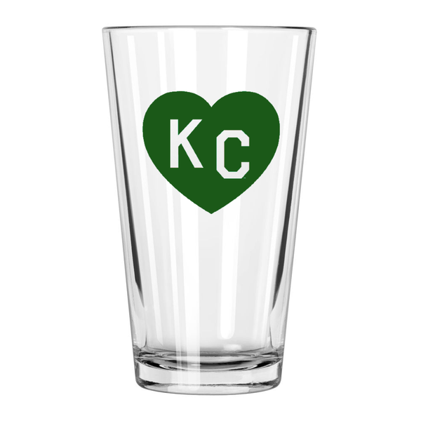 Made in KC x Charlie Hustle KC Heart Pint Glass: Green/White