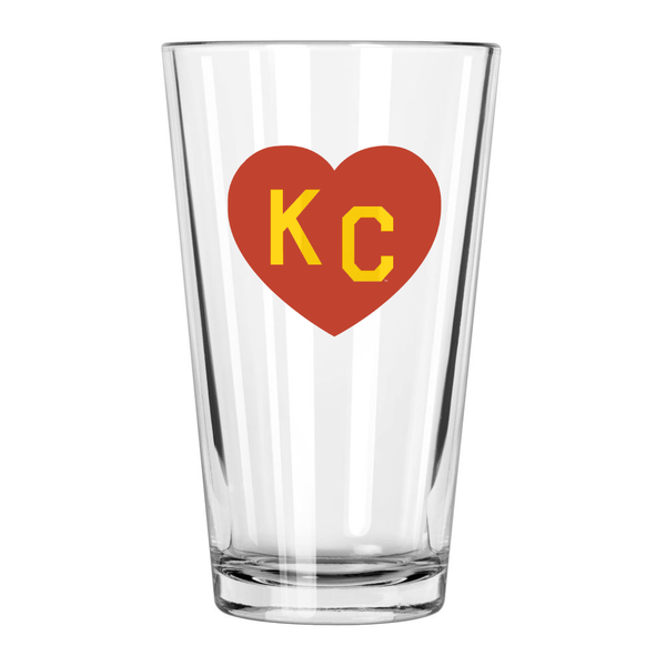 Made in KC x Charlie Hustle KC Heart Pint Glass: Red/Yellow