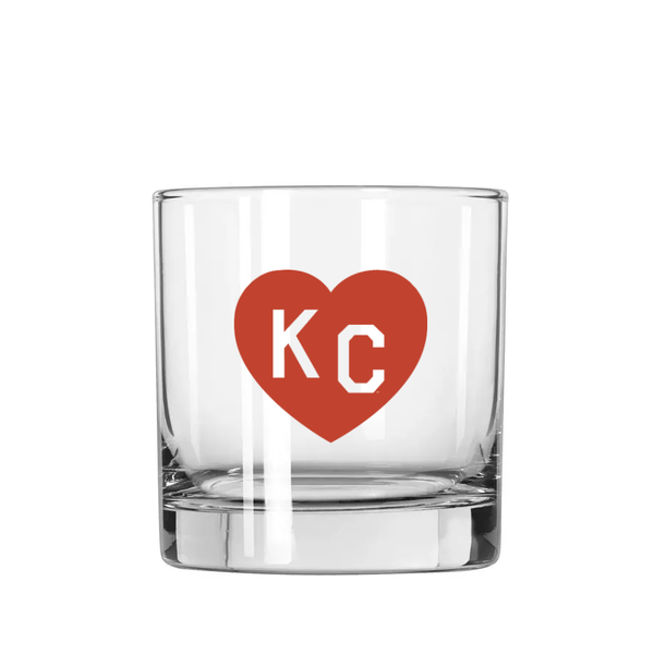 Made in KC x Charlie Hustle KC Heart Rocks Glass: Red