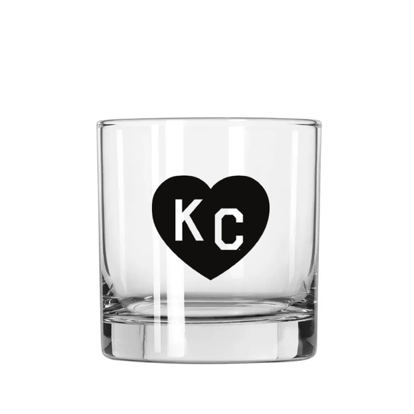 Made in KC x Charlie Hustle KC Heart Rocks Glass: Black