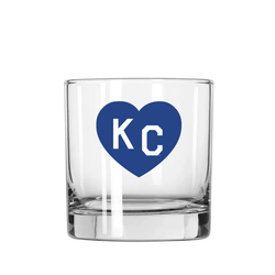Made in KC x Charlie Hustle KC Heart Rocks Glass: Royal Blue