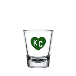 Made in KC x Charlie Hustle KC Heart Shot Glass: Green/White