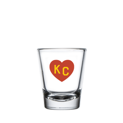 Made in KC x Charlie Hustle KC Heart Shot Glass: Red/Yellow