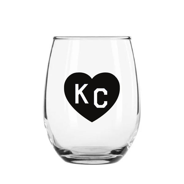 Hergestellt in KC x Charlie Hustle KC Herzförmiges Weinglas ohne Stiel: Schwarz