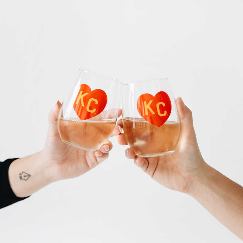 Made in KC x Charlie Hustle KC Heart Pint Glass: Red/Yellow