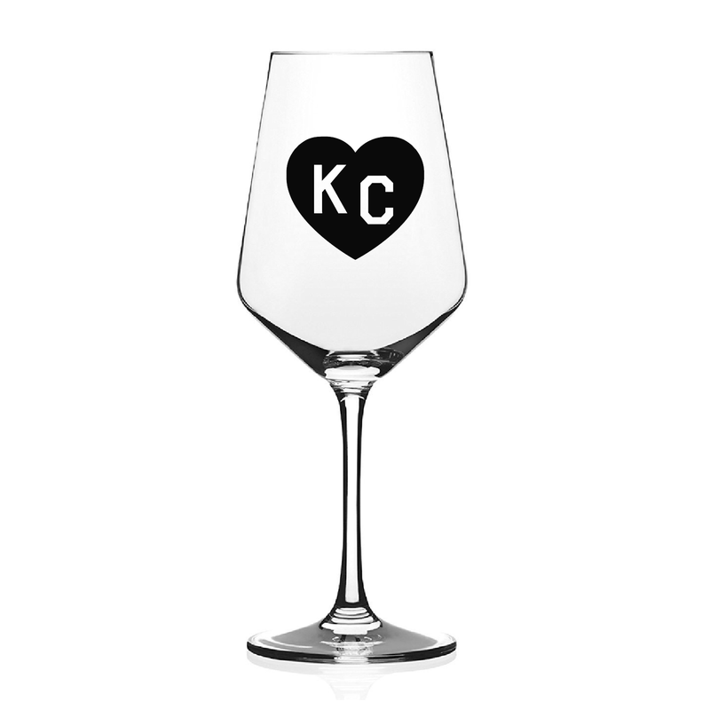 Hergestellt in KC x Charlie Hustle KC Heart Weinglas: Schwarz