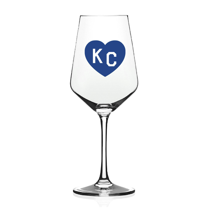 Made in KC x Charlie Hustle KC Heart Wine Glass: Royal Blue