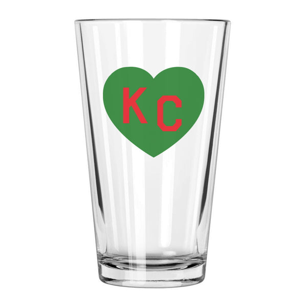 Hergestellt in KC x Charlie Hustle KC Heart Pint Glas: Grün und Rot