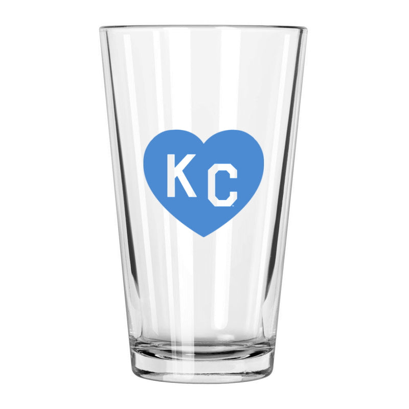 Made in KC x Charlie Hustle KC Heart Pint Glass: Light Blue