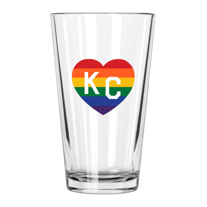 Made in KC x Charlie Hustle KC Heart Pint Glass: Pride