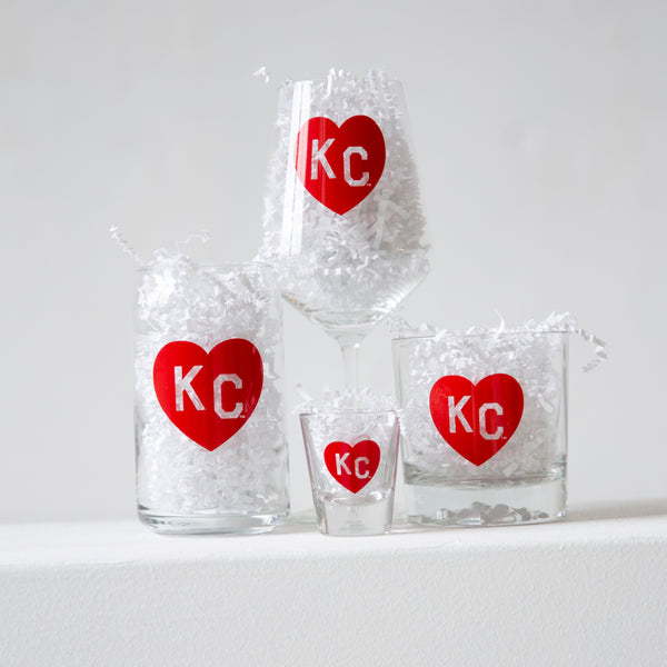 Made in KC x Charlie Hustle KC Heart Wine Glass: Red