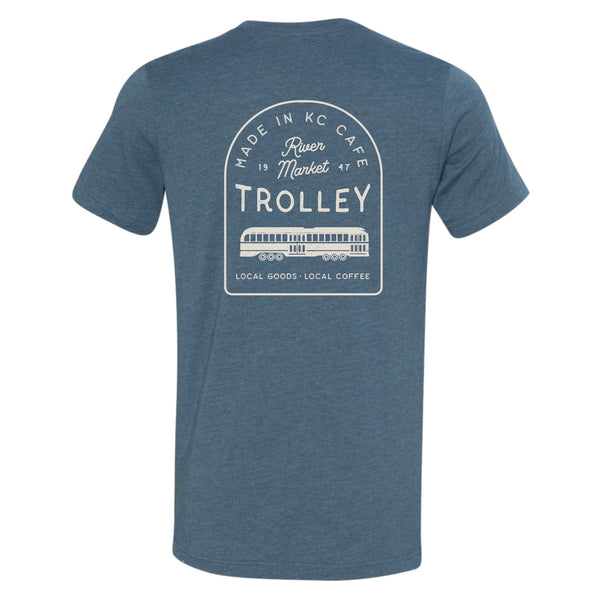 Made in KC Trolley Cafe Tee - Dust Blue