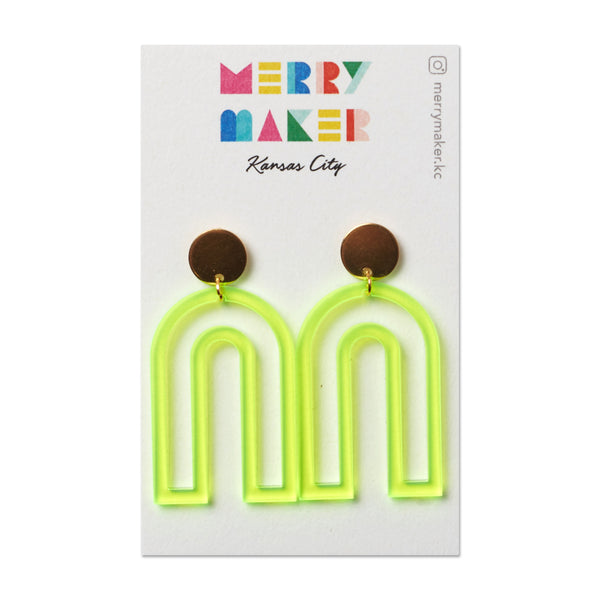 Merry Maker Arch Ohrringe – Fluoreszierendes Gelb