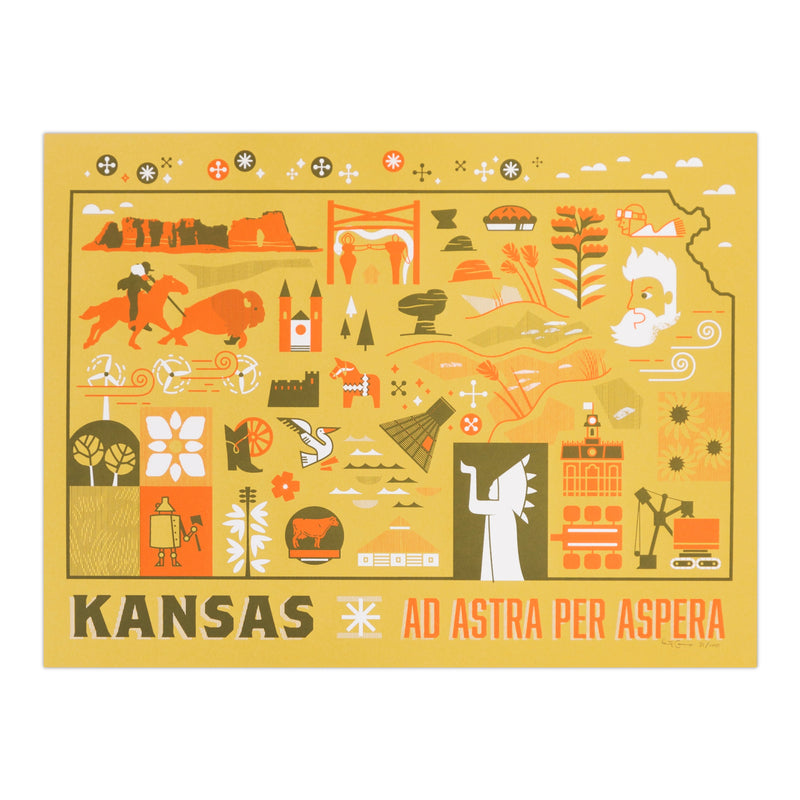 Patrick Giroux Kansas Ad Astra Per Aspera Screen Print