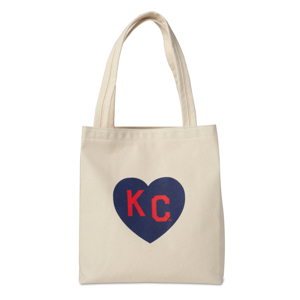 Sandlot Goods x Charlie Hustle KC Heart Natural Tote: Navy & Red