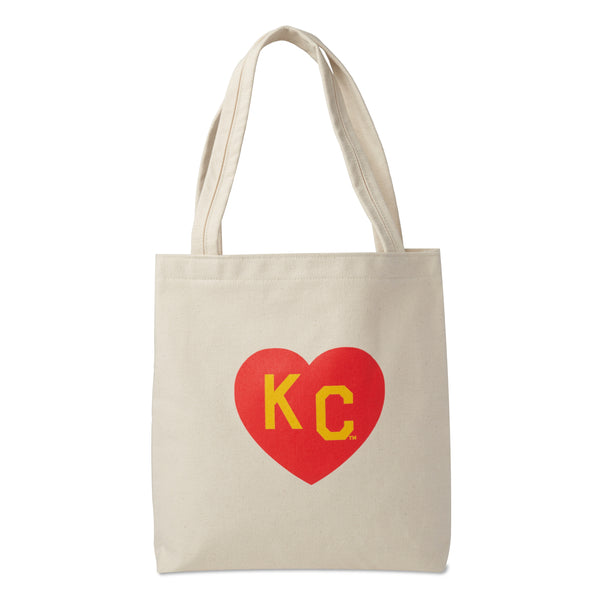 Sandlot Goods x Charlie Hustle KC Heart Natural Tote: Red & Yellow