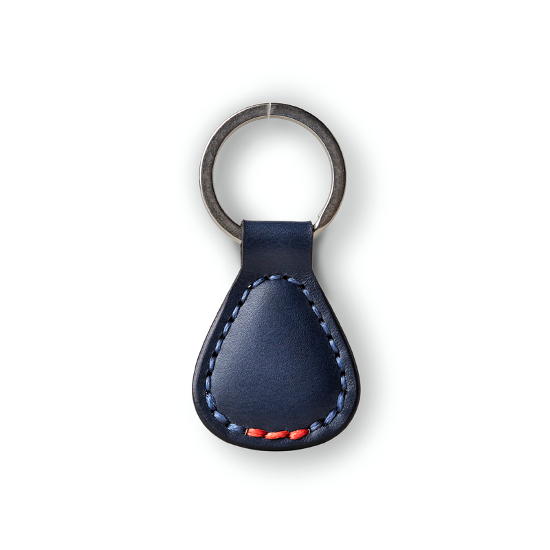 Navy Blue Leather Key Fob, Made in USA