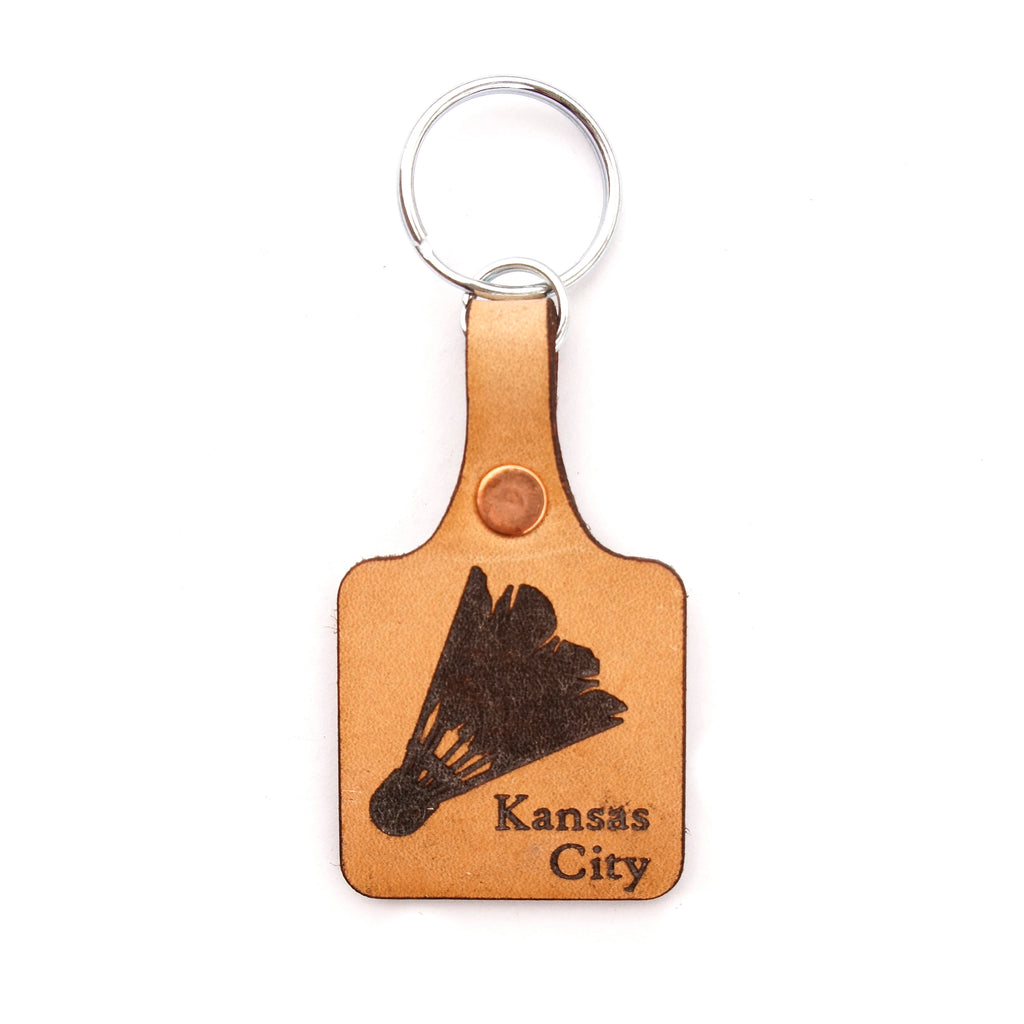 Say It On Wood Shuttlecock Leather Keychain – Made in KC