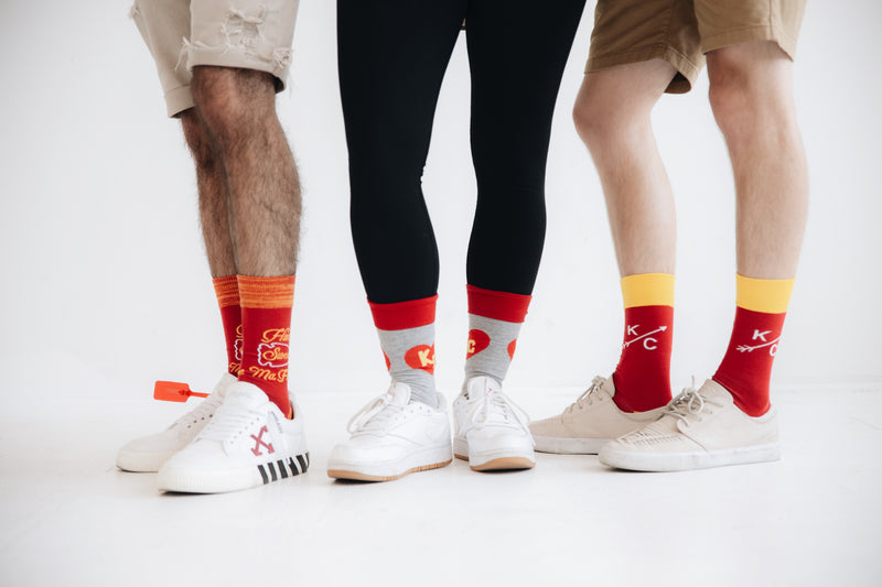 School of Sock Red and Yellow Heart KC Socks – Made in KC