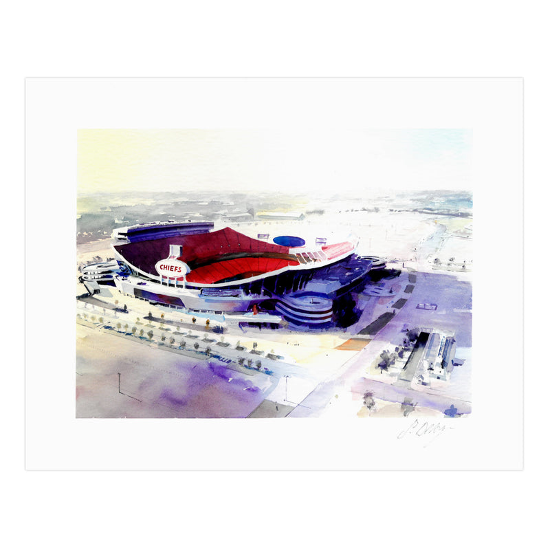 Steven Dragan Fine Art Arrowhead Stadium Watercolor Print