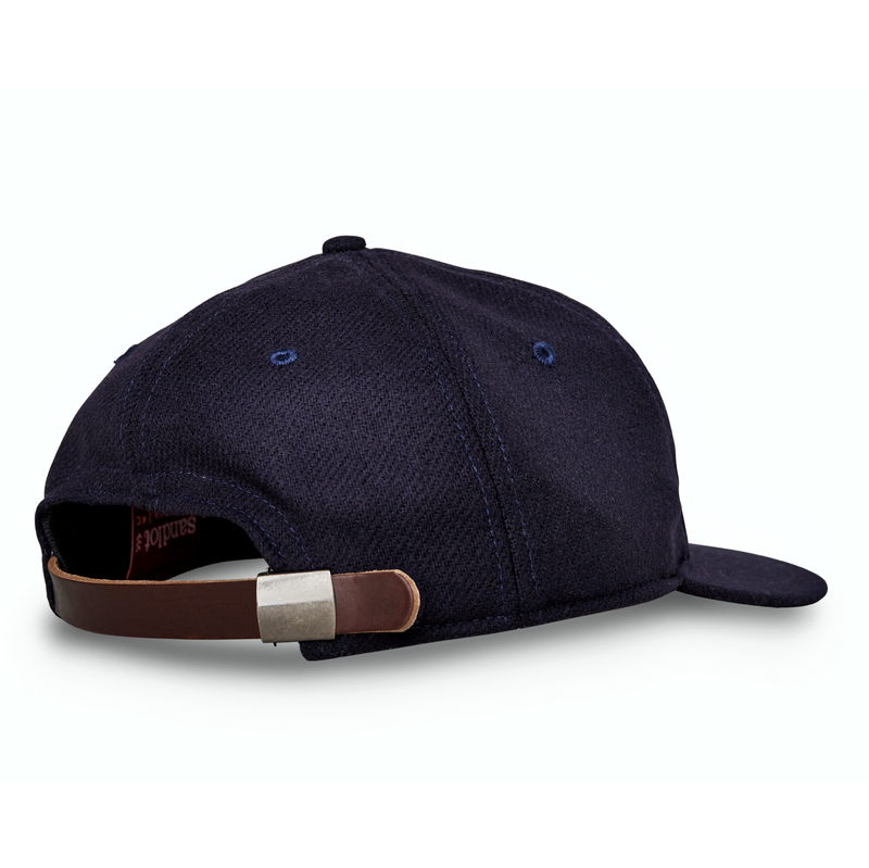 Sandlot Goods Vintage Flatbill-Mütze aus marineblauer Wolle – Weiß KC
