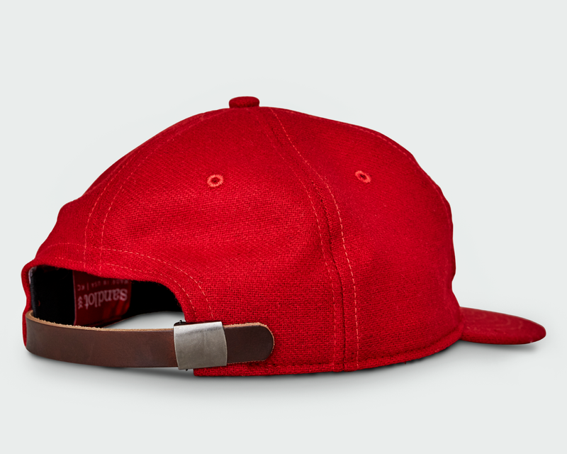 Sandlot Goods Roter Vintage-Flatbill-Hut – Weißer Dreifachstich